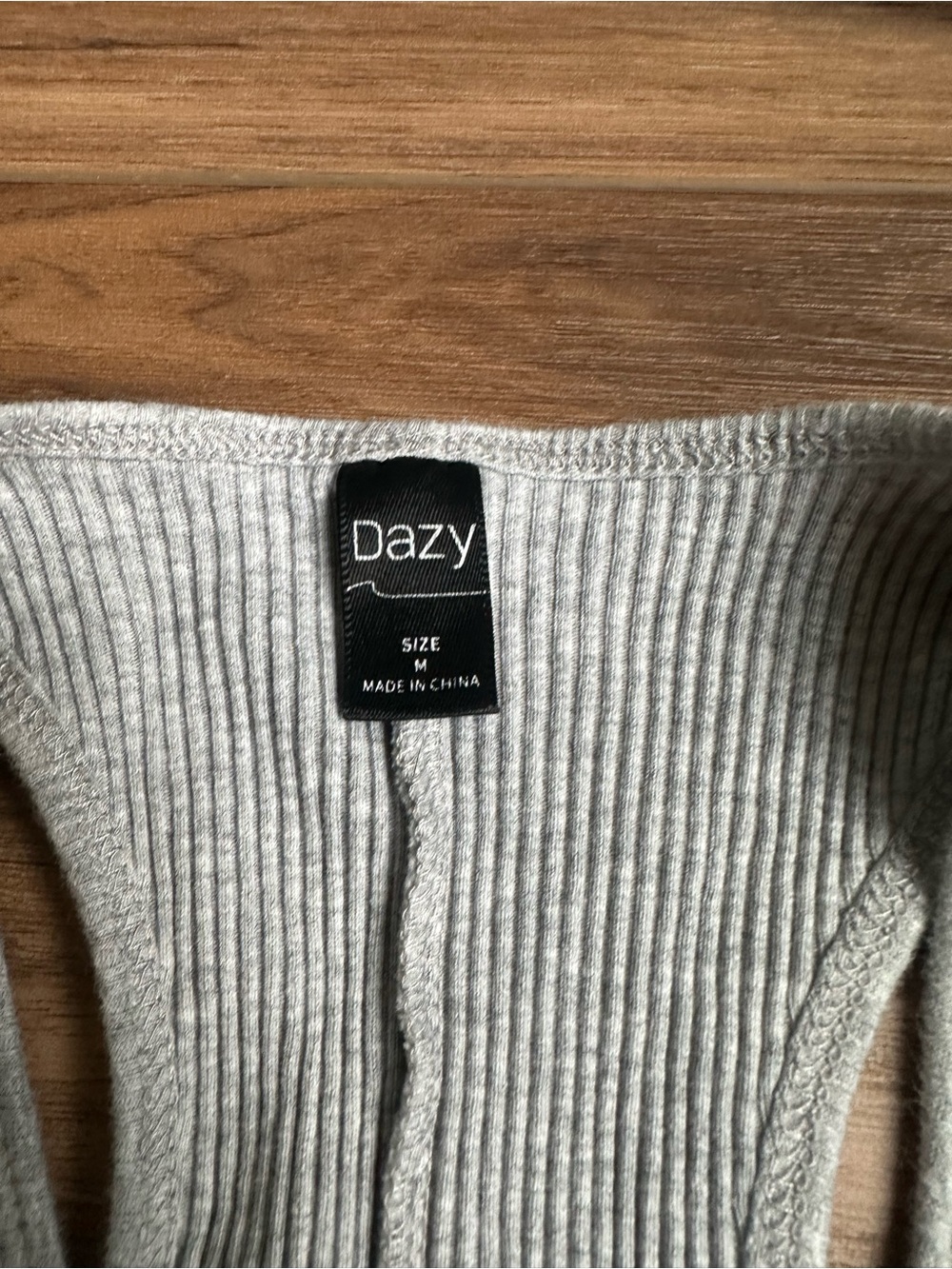 Dazy Ribbed Racerback Tank Top in Light Gray - Picture 3 of 5